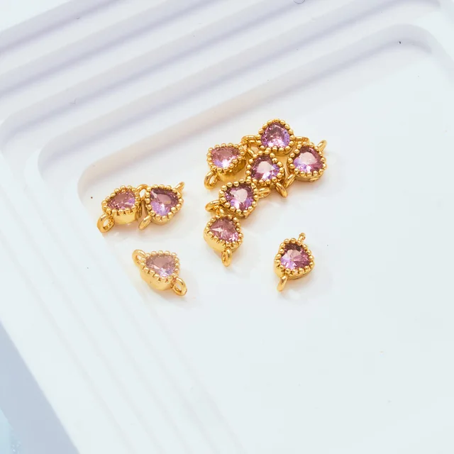 CZ Heart Connector Charm - 1 Piece