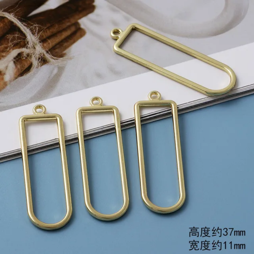 14k Gold Plated Zinc Alloy Geometric Bezels - 1 Piece
