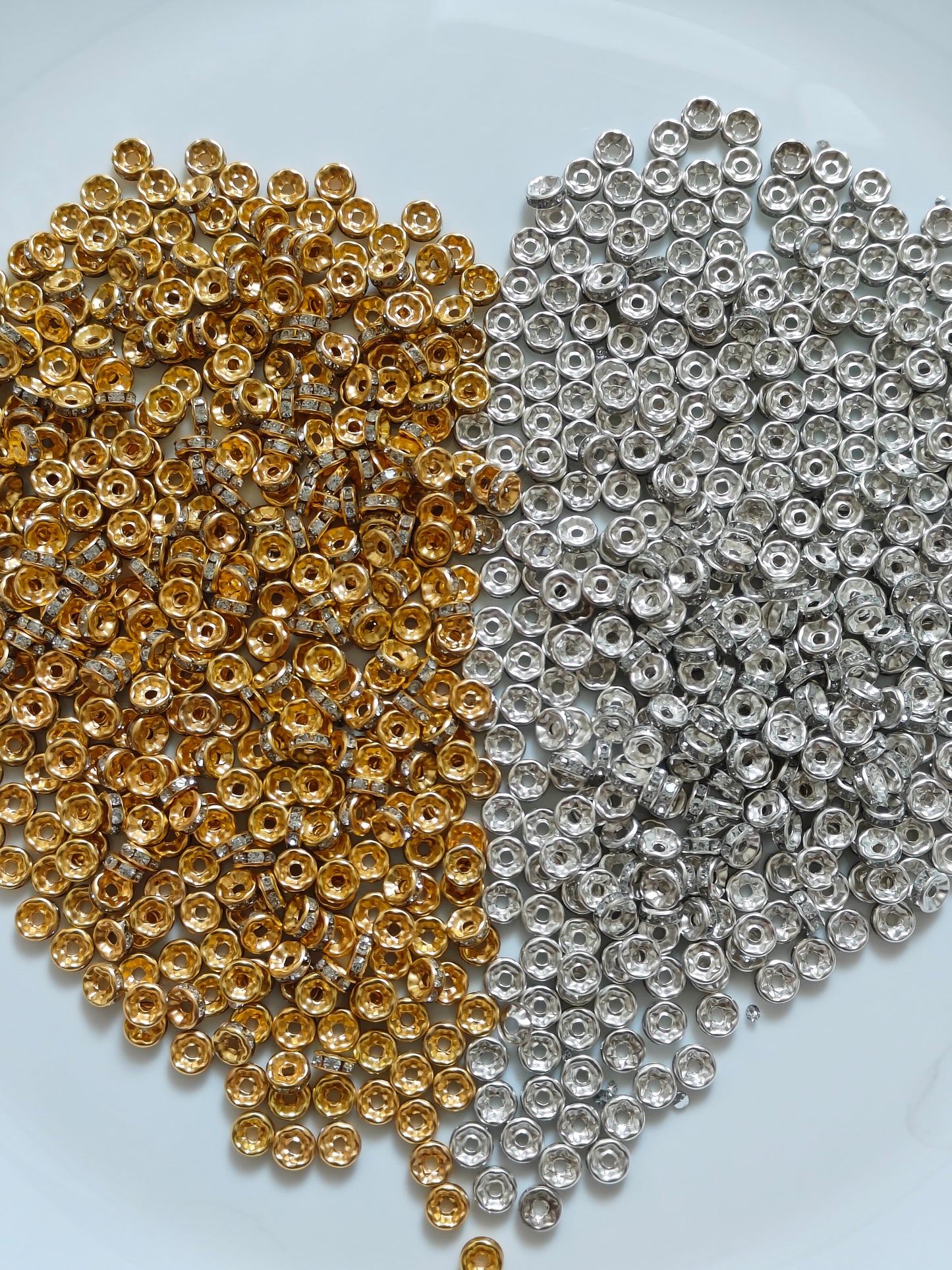 Rhinestone Round Spacer Beads - 10g