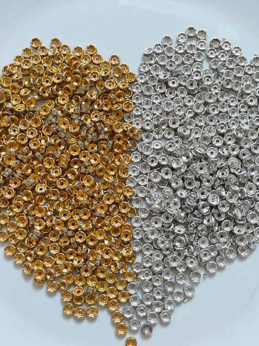 Rhinestone Round Spacer Beads - 10g