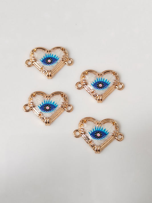 Heart Evil Eye Connector Charm - 1 Piece
