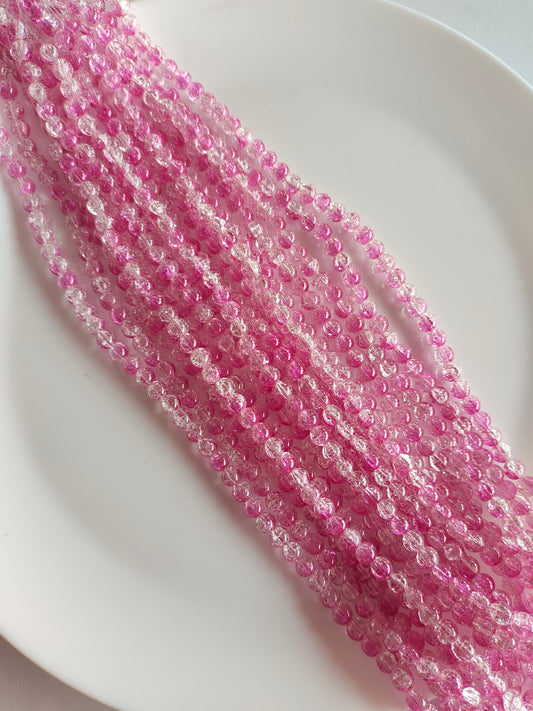 Dual Shade Crackle Beads 8mm D.Pink & White - approx. 100 beads