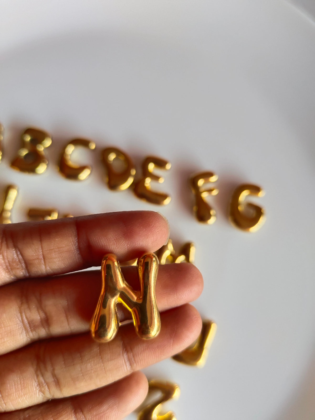 Bubble Alphabet SS 18k Gold PVD Plated Bead Charm - 1 Piece - Anti Tarnish