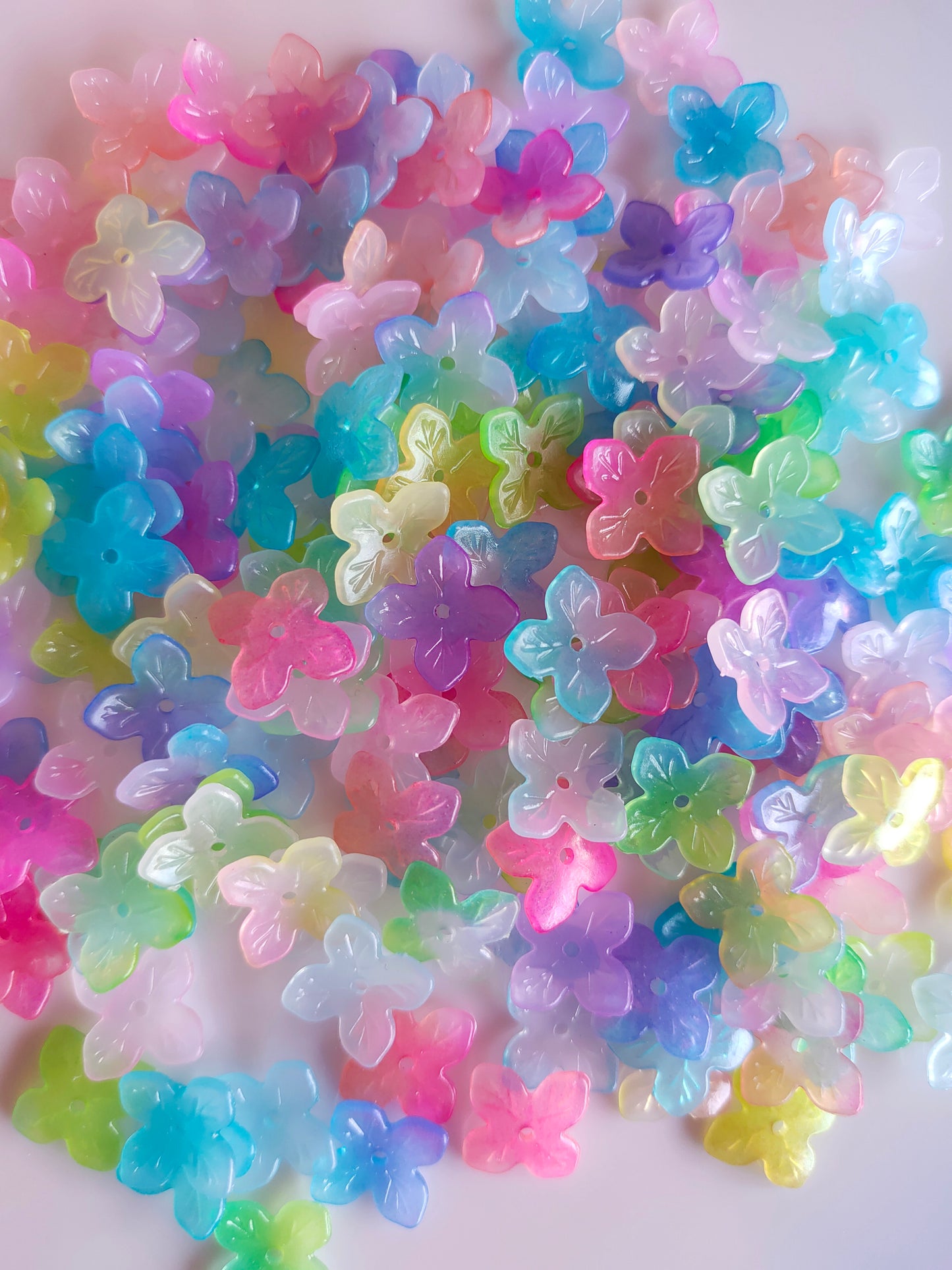 Four Petal Flower Multicolor Beads 20g