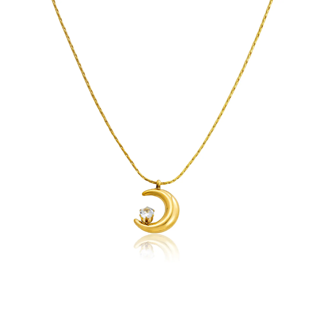 Crescent Zircon Necklace