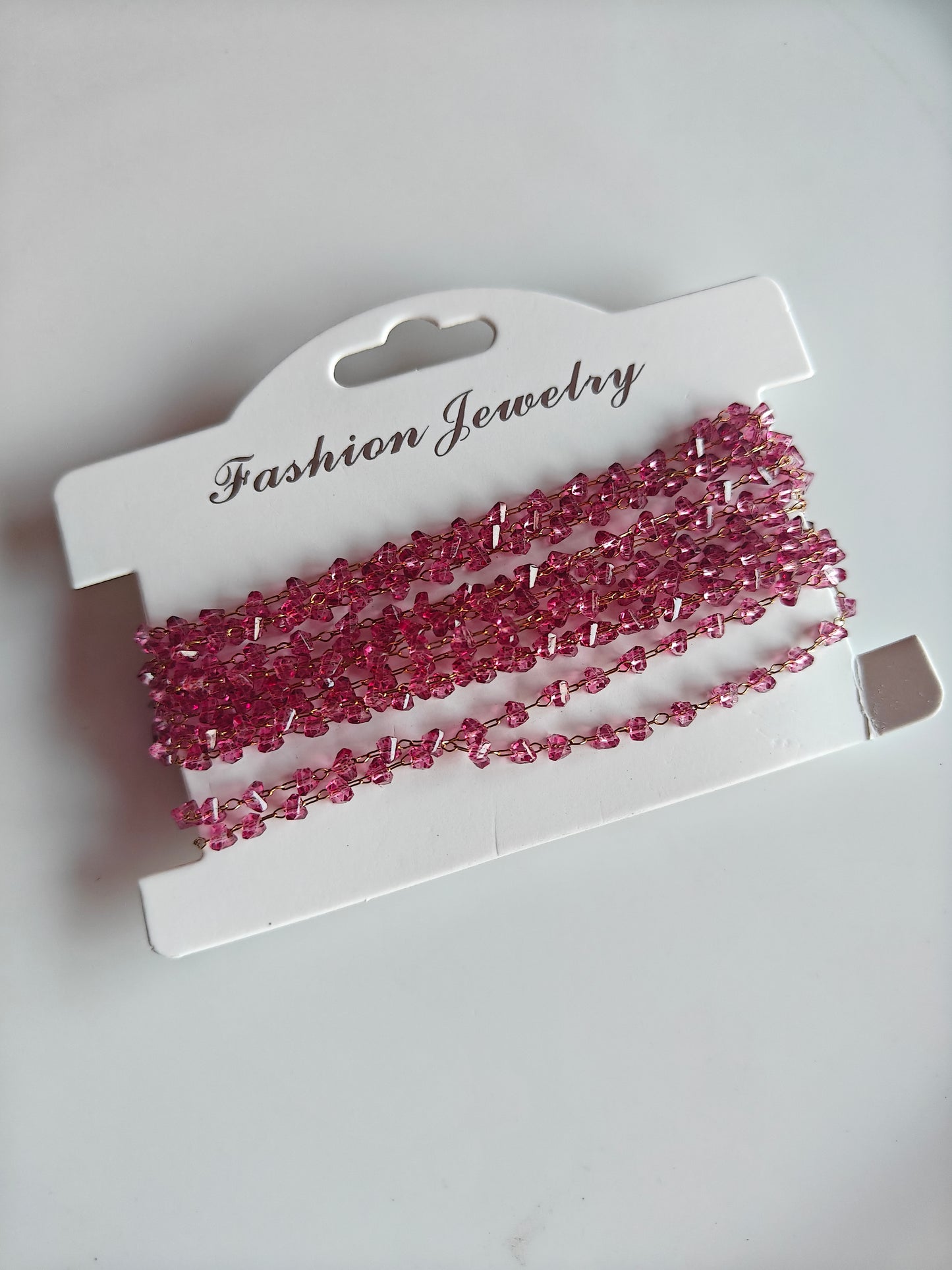 3mm Magenta Crystal Stainless Steel Chain - 1 Feet (30cms)