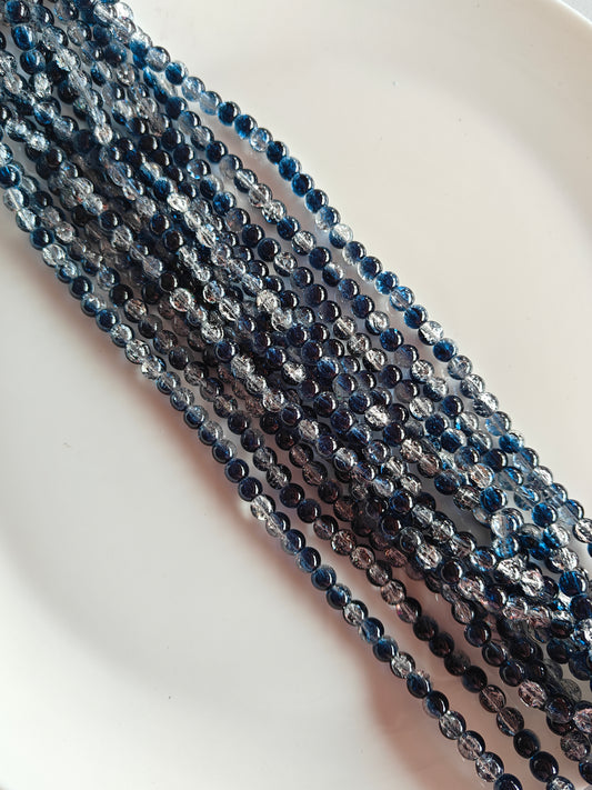 Dual Shade Crackle Beads 8mm Midnight Blue & White - approx. 100 beads