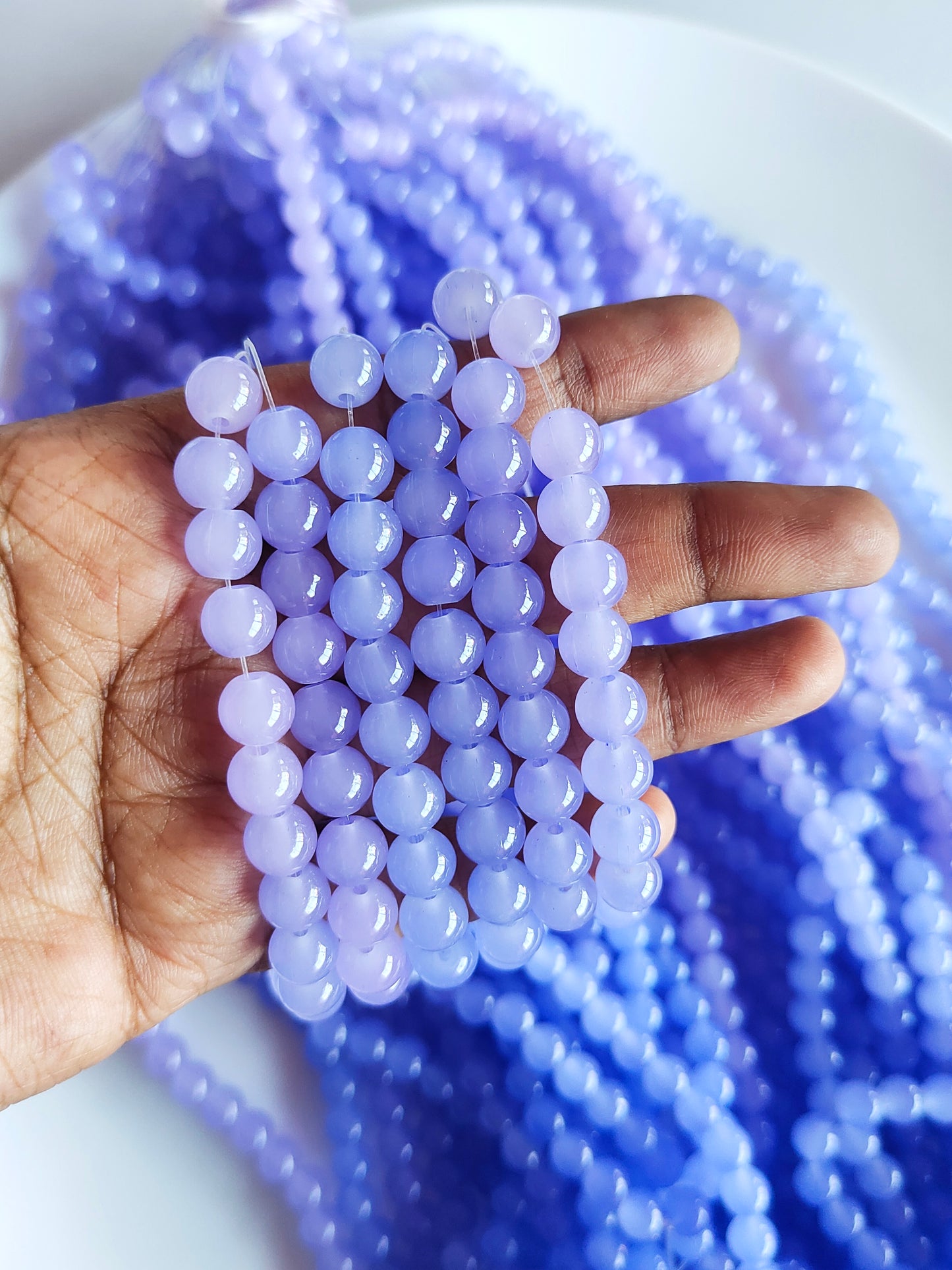 Jelly Beads 8mm Dual Shade Purple - approx. 100 beads