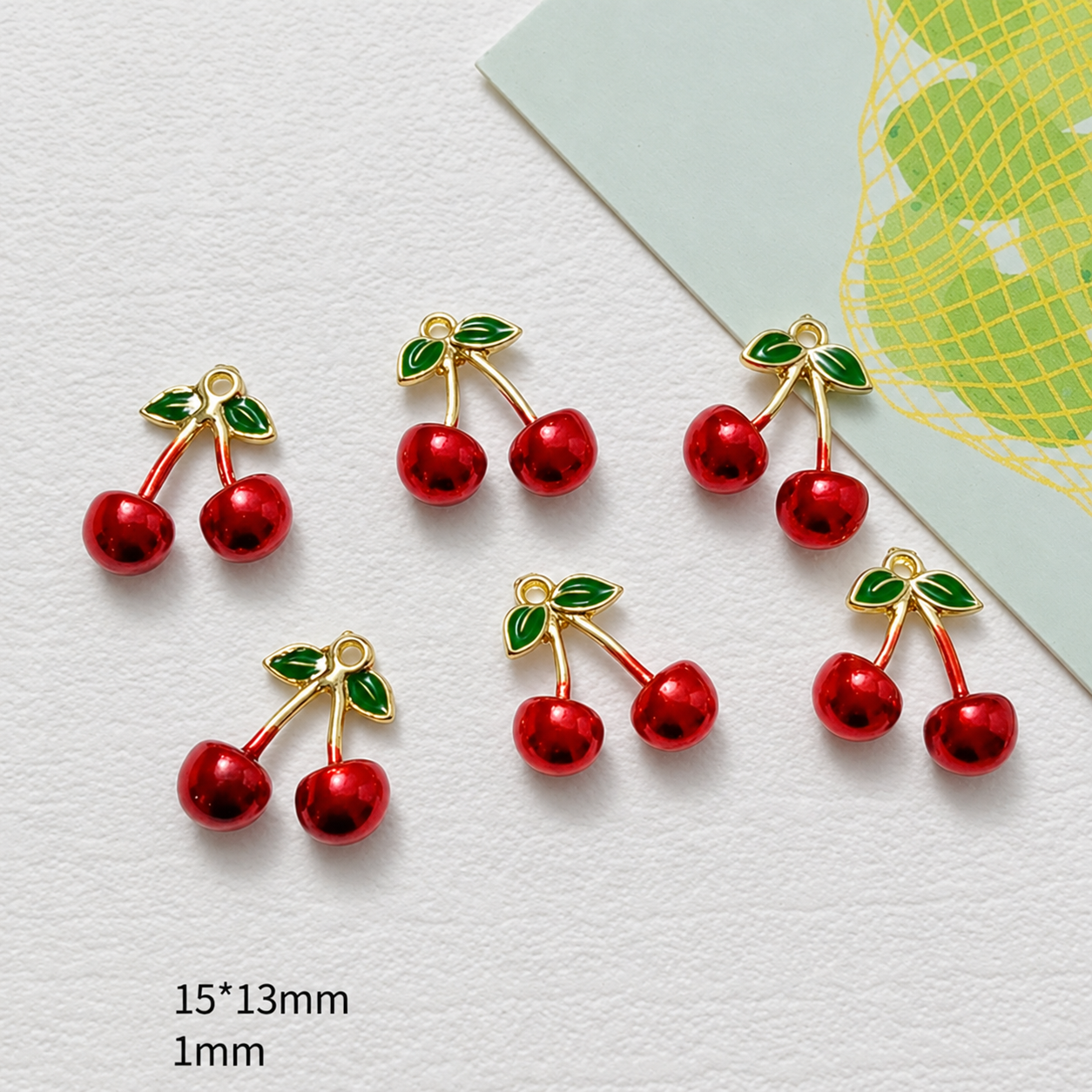 Cherry Fruit 14k Gold Plated Charm - 1 Piece - Anti Tarnish