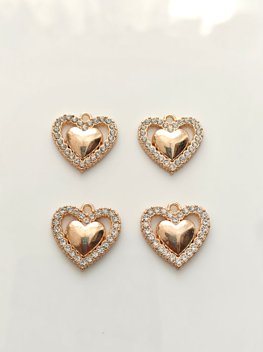 Layered Heart Charm - 1 Pc
