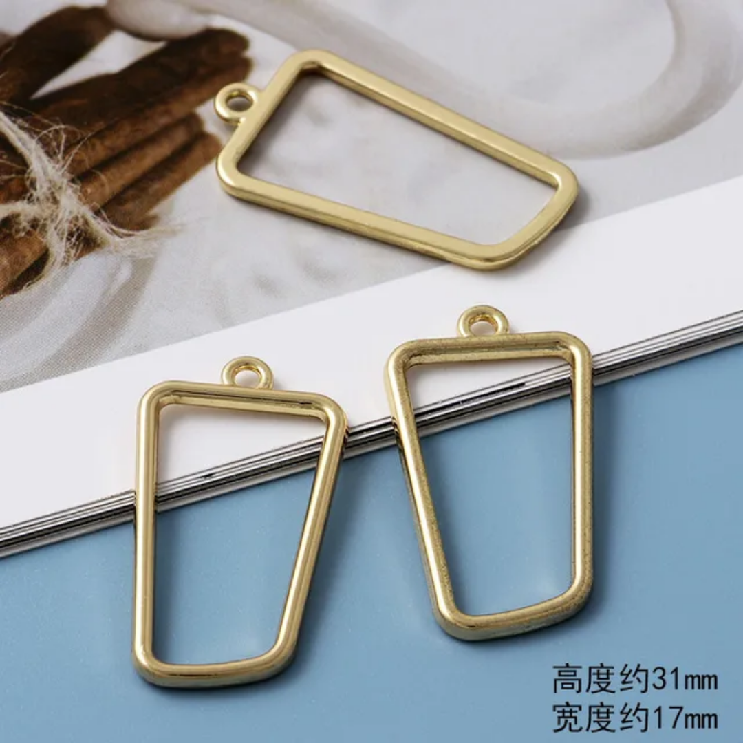 14k Gold Plated Zinc Alloy Geometric Bezels - 1 Piece