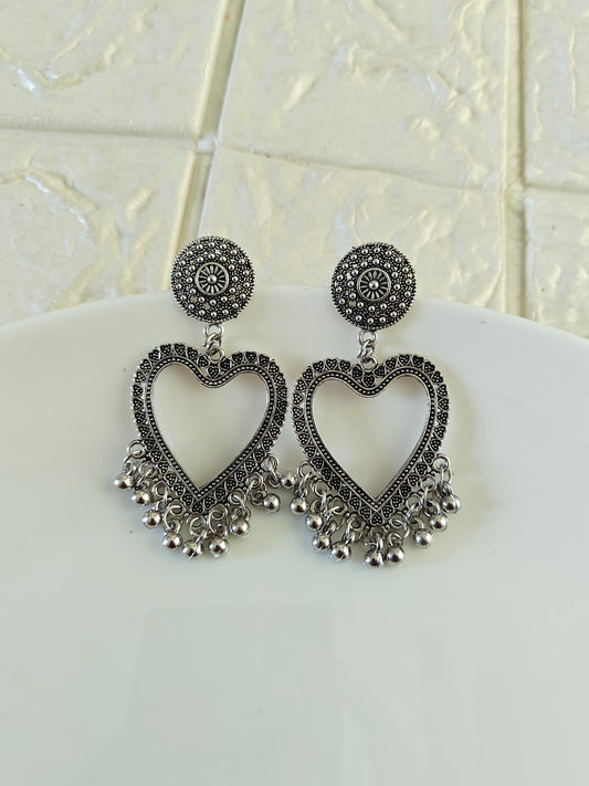 Silver Heart Jhumka Base - 1 Pair
