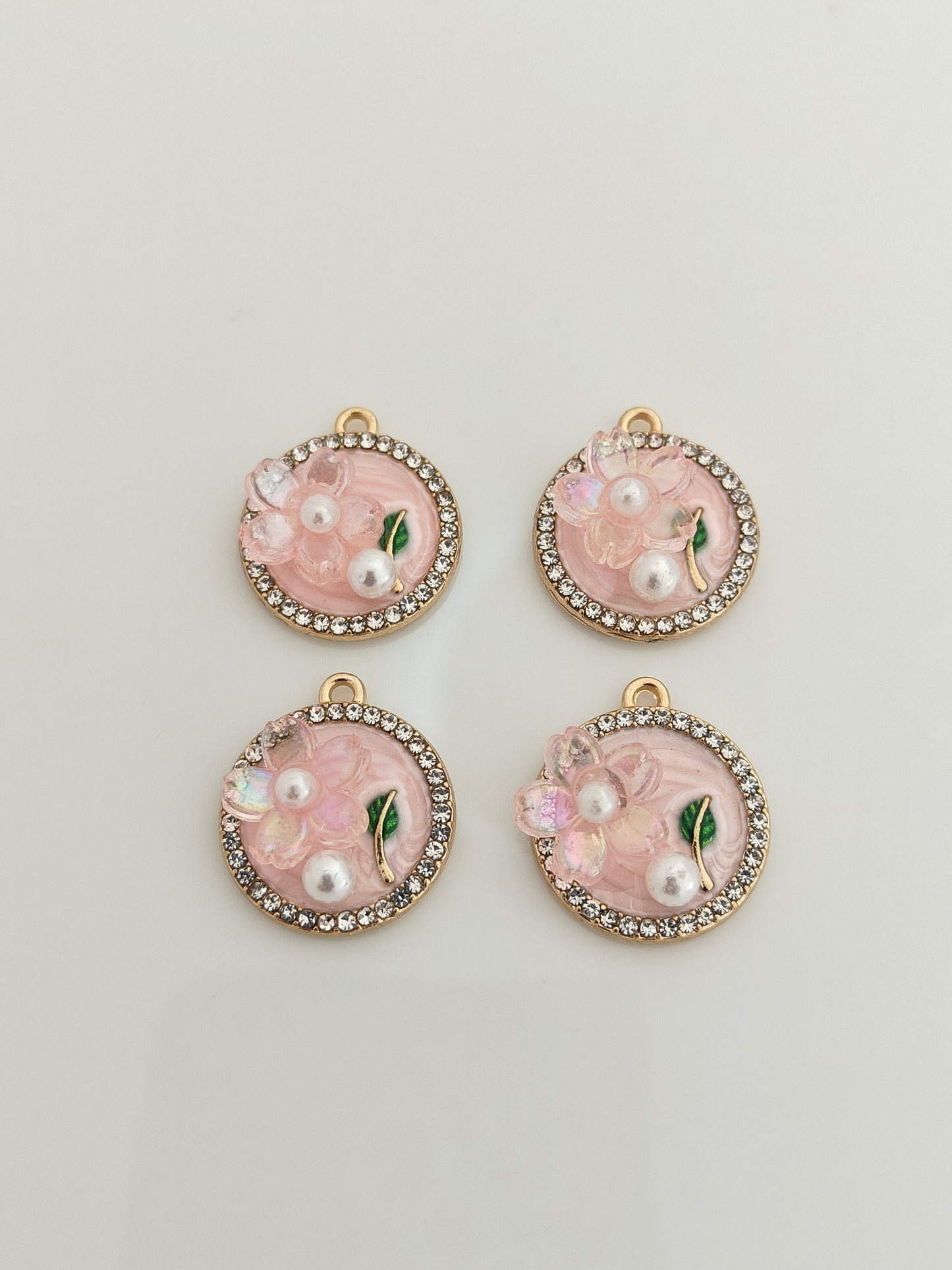 Pink Floral Charm - 1 Piece