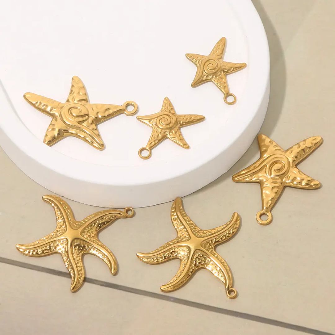 Starfish Charm - 18K Gold PVD Plated Stainless Steel - Anti Tarnish - 1 Piece