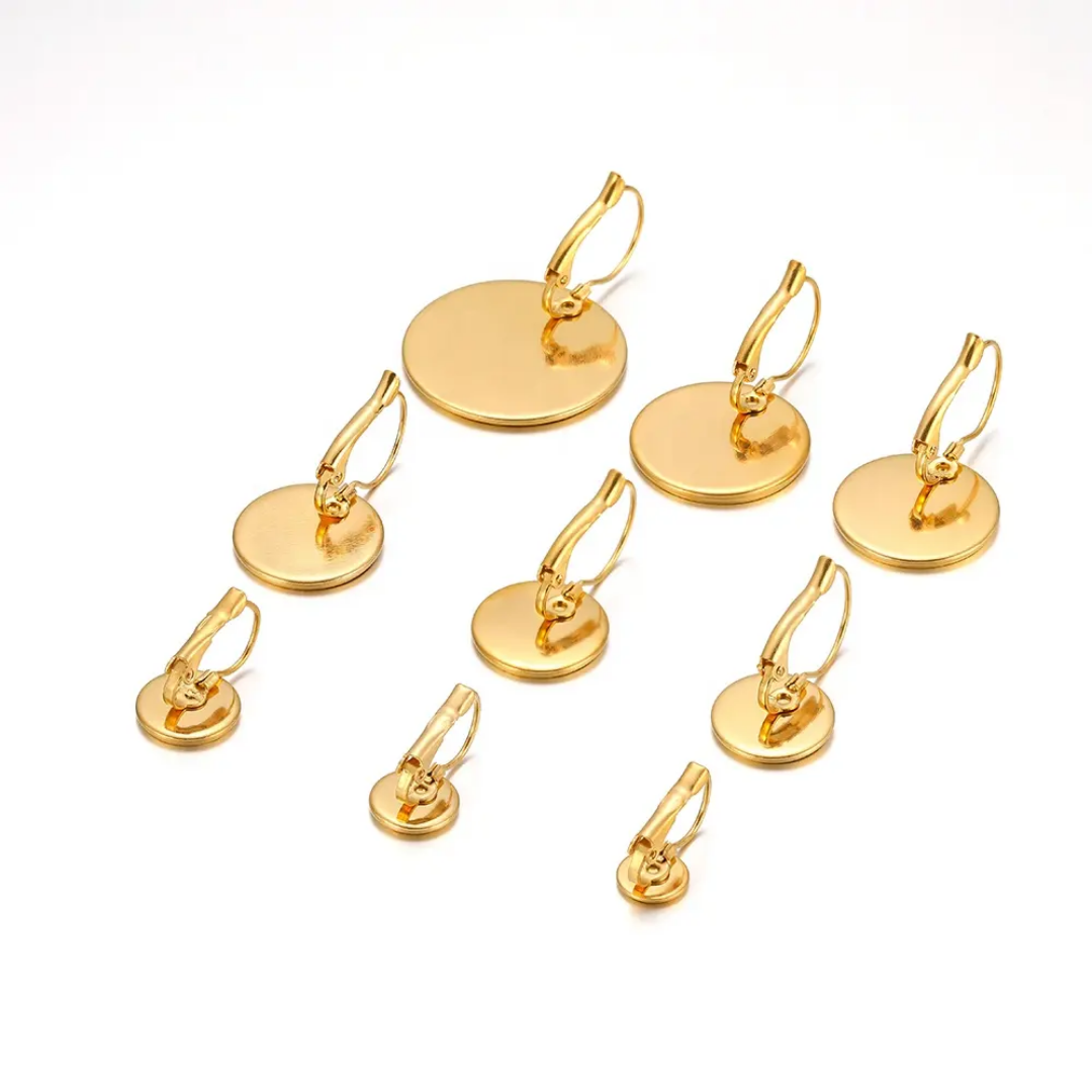 Circle Lever Back 12mm Earring SS 18k Gold PVD Plated - 1 Pair