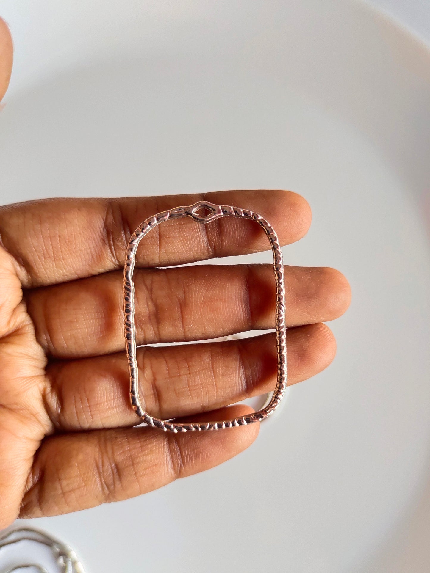 Silver Geometric Open Bezel Set - 1 Set