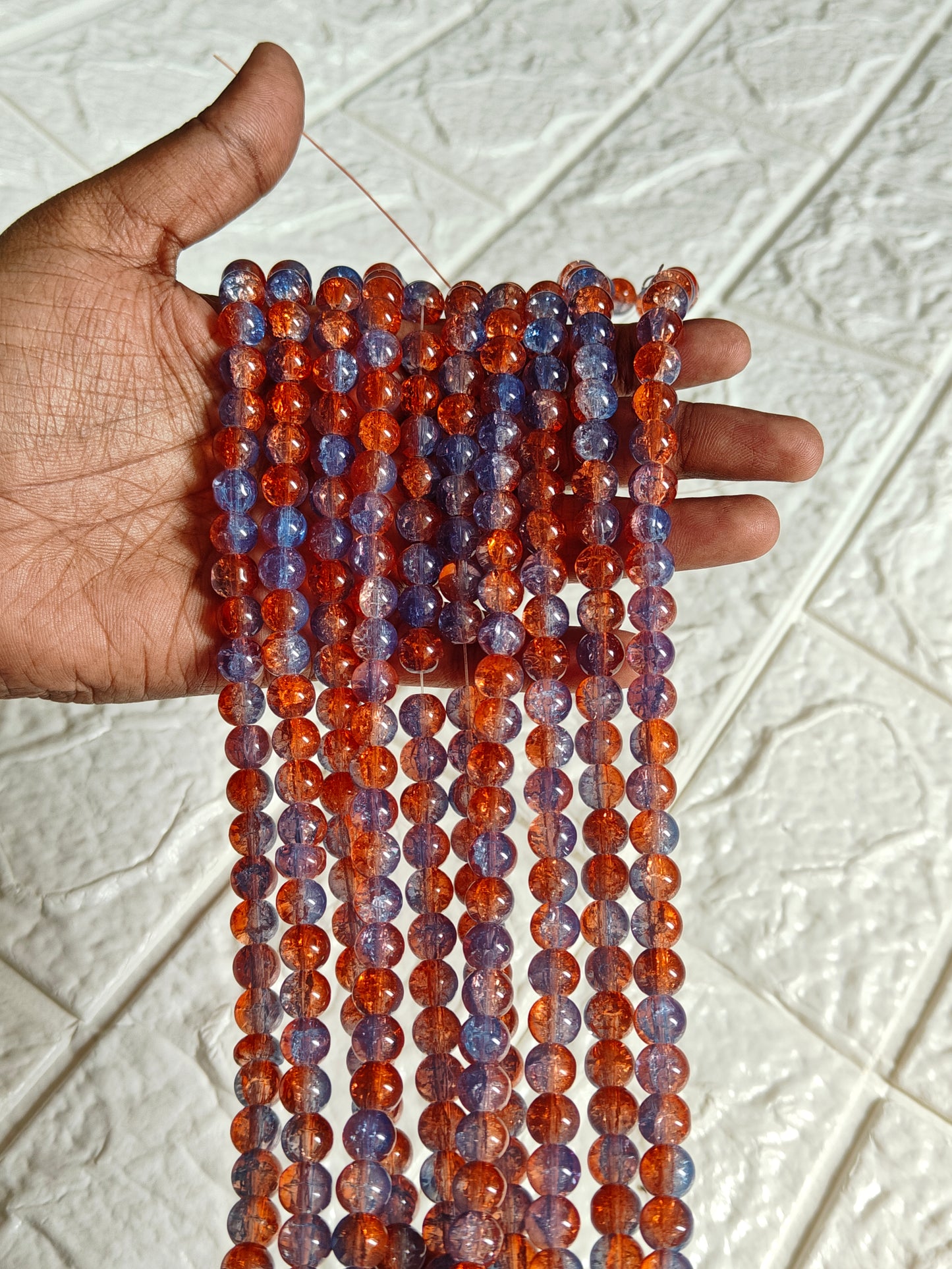 Dual Shade Crackle Beads - approx. 100 beads
