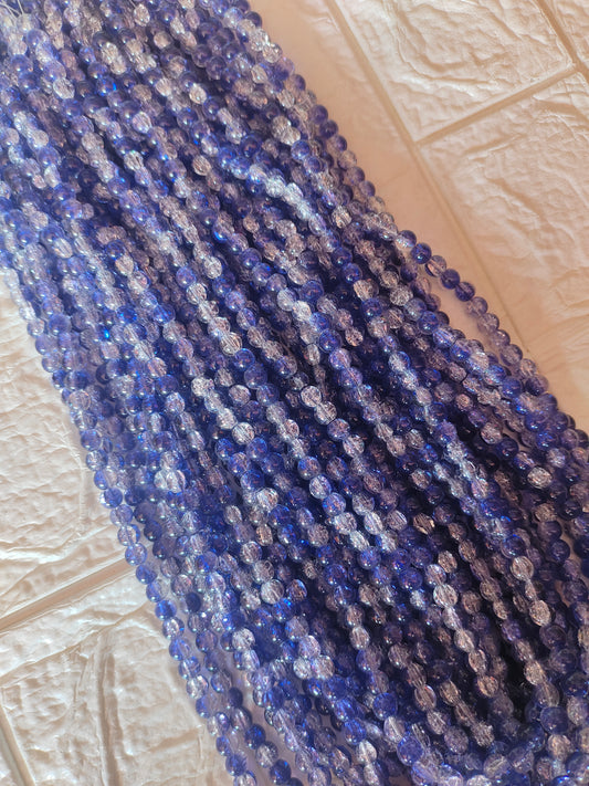 Dual Shade Crackle Beads 8mm I.Blue & White - approx. 100 beads