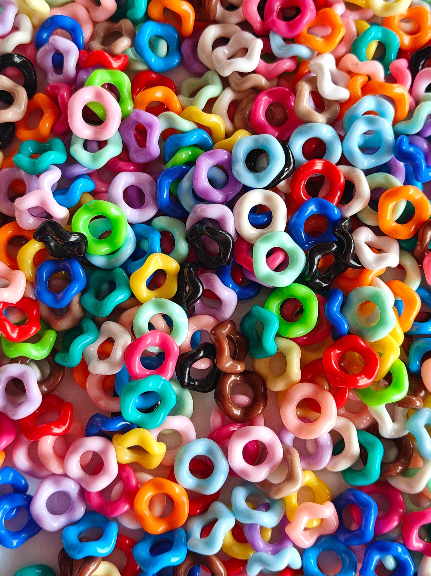 Acrylic Multicolor Wavy Round Spacer Beads - 20g