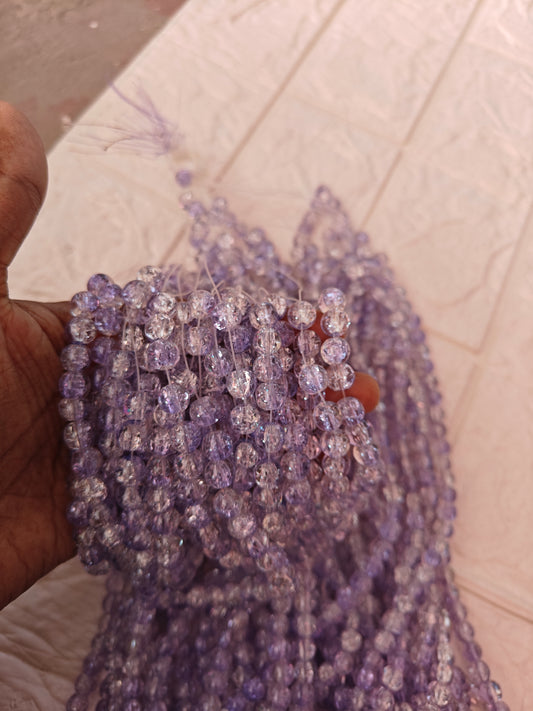 Dual Shade Crackle Beads 8mm Purple & White - approx. 100 beads