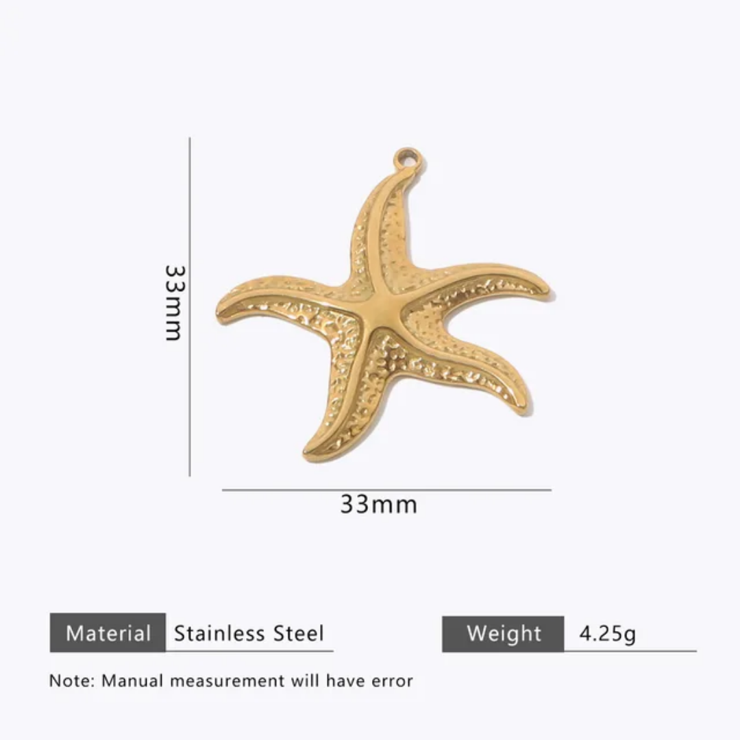 Starfish Charm - 18K Gold PVD Plated Stainless Steel - Anti Tarnish - 1 Piece
