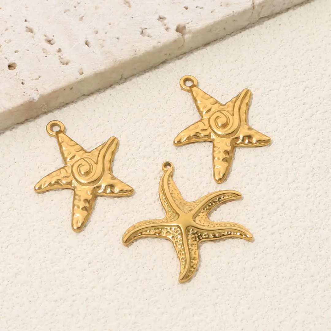 Starfish Charm - 18K Gold PVD Plated Stainless Steel - Anti Tarnish - 1 Piece