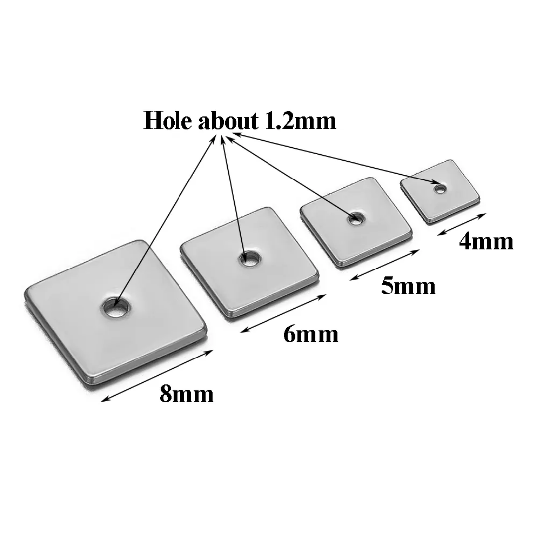 Square Loose Spacer Bead Stainless Steel Charm - 1 Piece