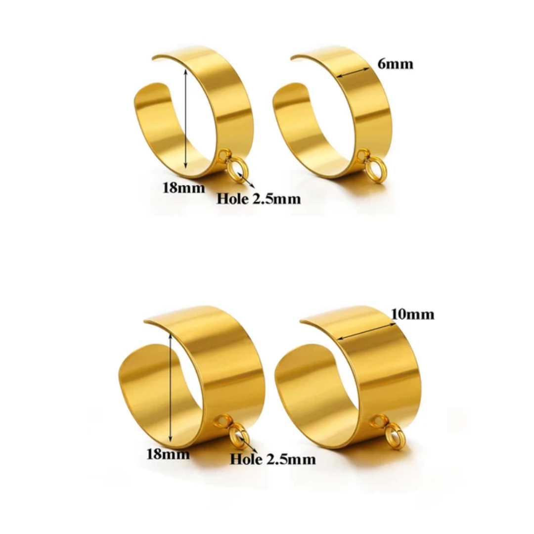 Adjustable Ring With Connector Hoop SS 18k Gold PVD Plated - 1 Piece
