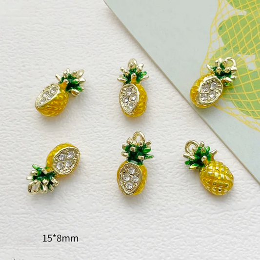 Pineapple Enamel Fruit 14k Gold Plated Charm - 1 Piece - Anti Tarnish