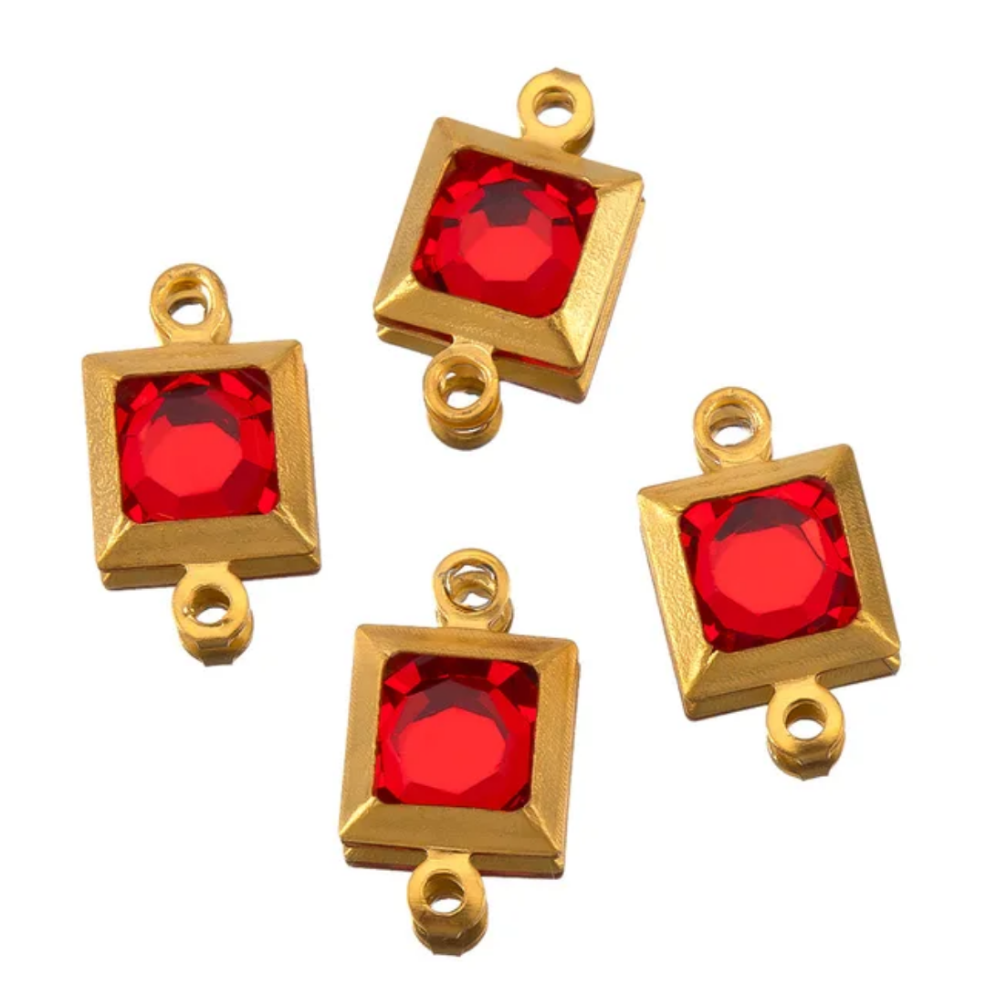 ZC Square Connector Charm - 18k Gold PVD Plated Stainless Steel - Anti Tarnish  - 1 Piece