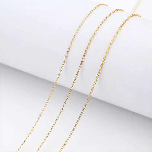 Stainless Steel Gold Oval Thin Chain - 45-50 cms