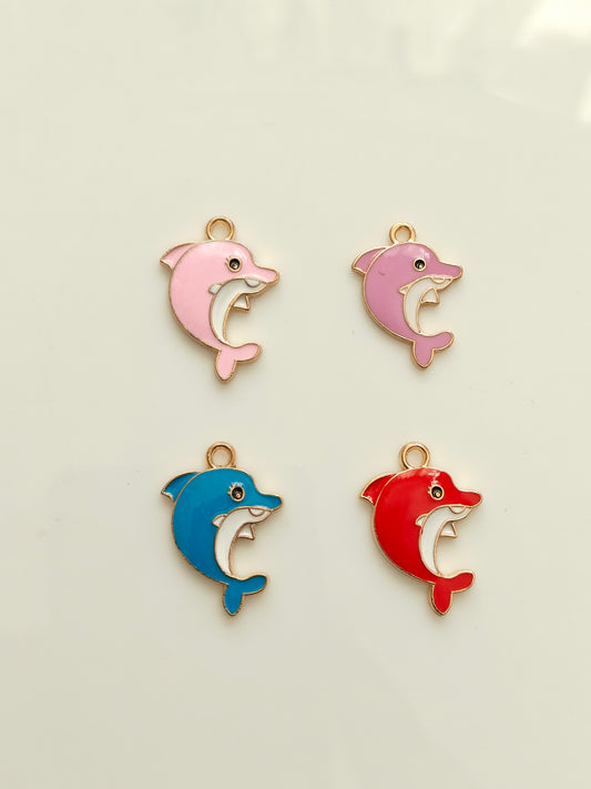 Dolphin Enamel Charm - 1 Pc