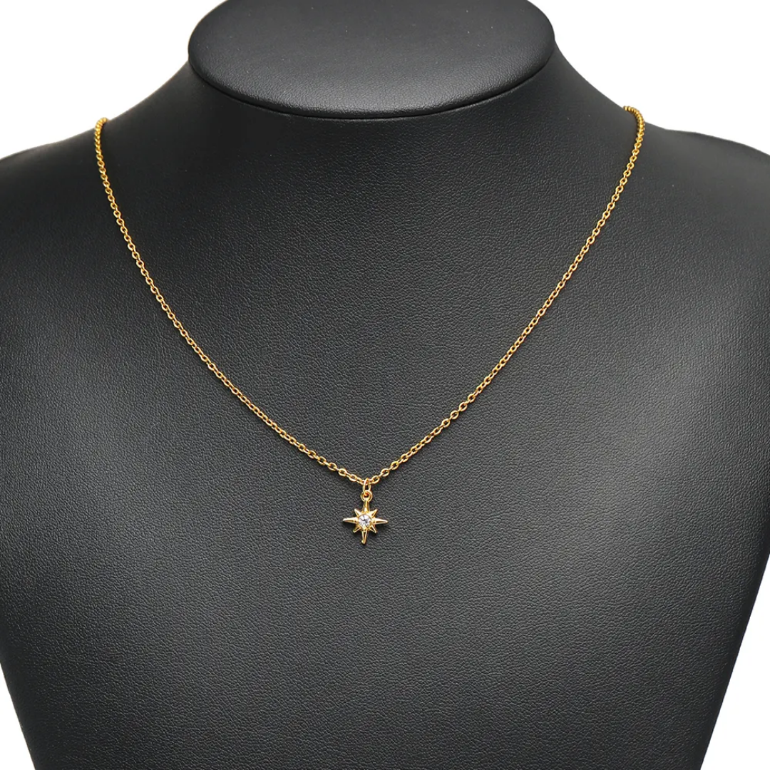 Star Zircon SS 18k Gold PVD Plated Charm - 1 Piece
