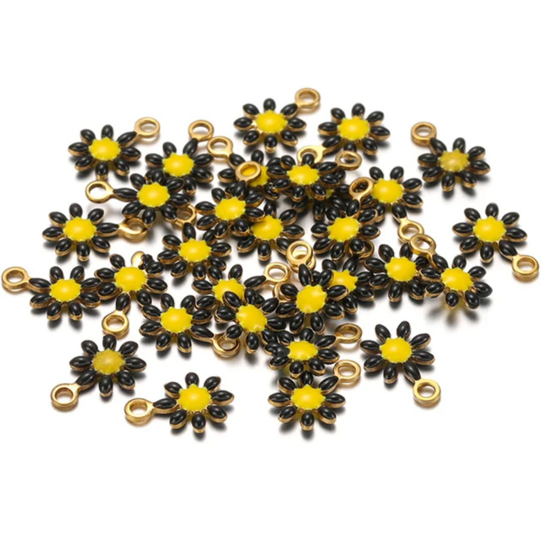 S.Steel Enamel Little Flower Charm - 1 Piece