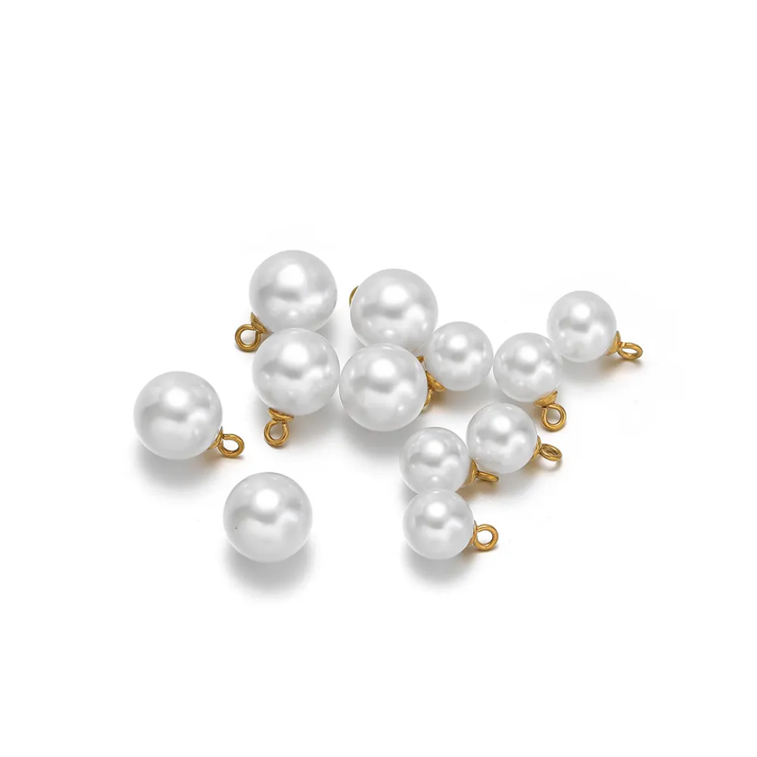 White Round Pearl Charm - 1 Piece