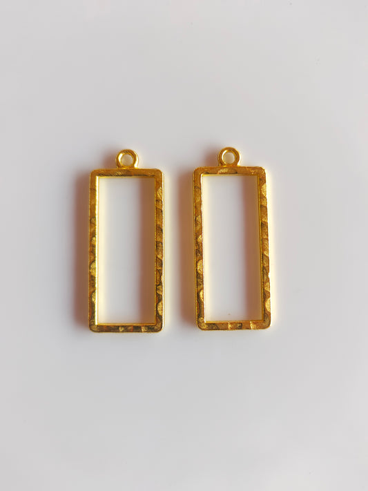 Gold Rectangle Hammered Bezel - 1 Piece