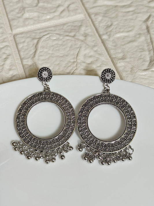 Silver Round Jhumka Base - 1 Pair