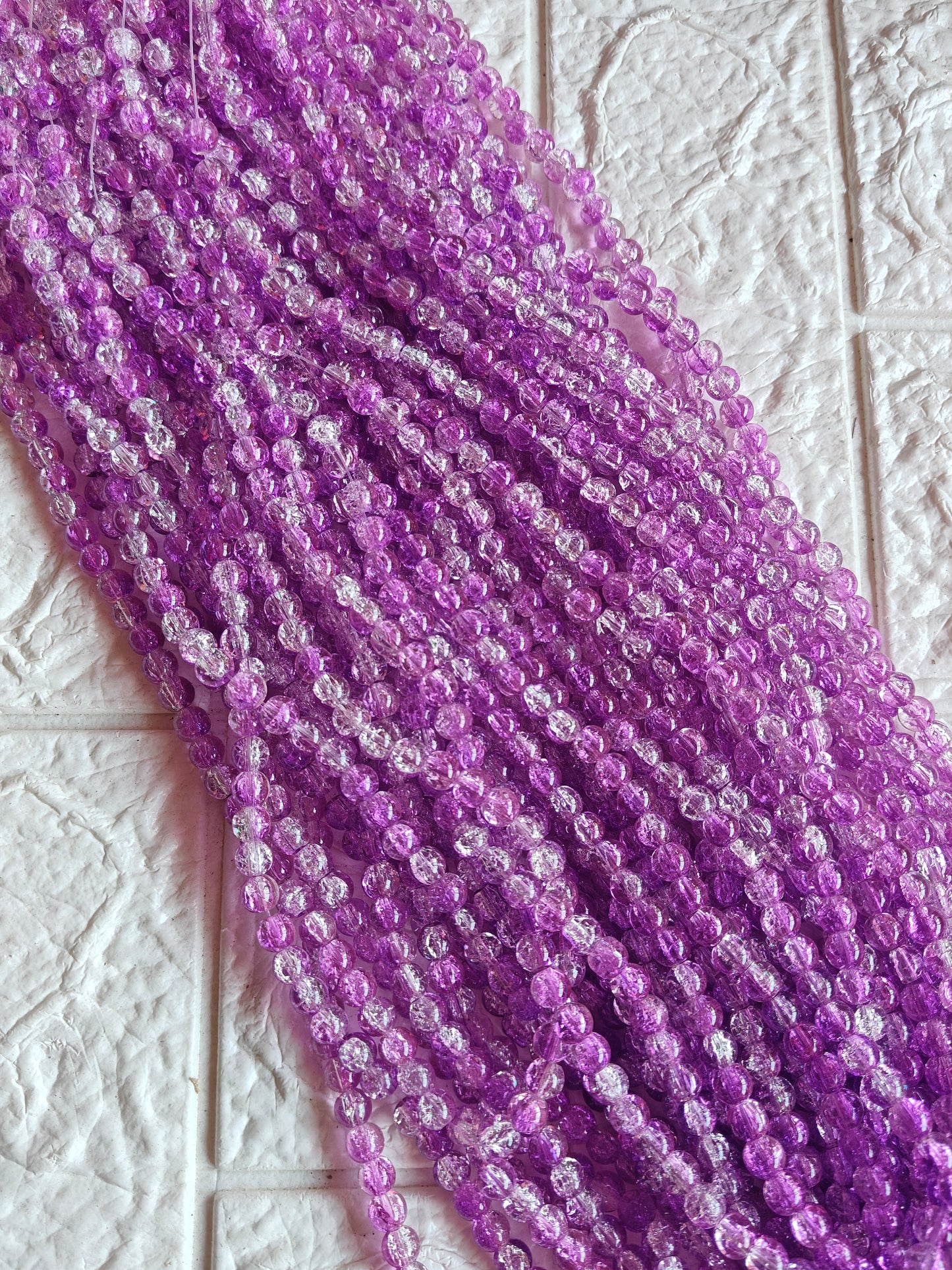 Dual Shade Crackle Beads 8mm Lavender & White - approx. 100 beads