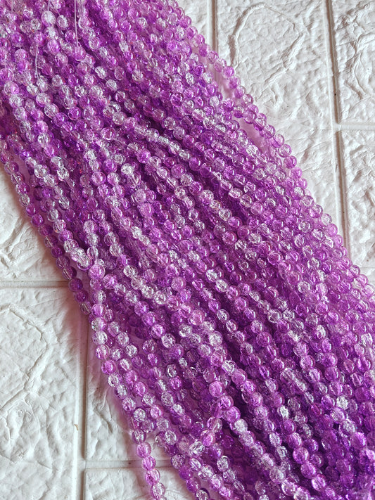 Dual Shade Crackle Beads 8mm Lavender & White - approx. 100 beads