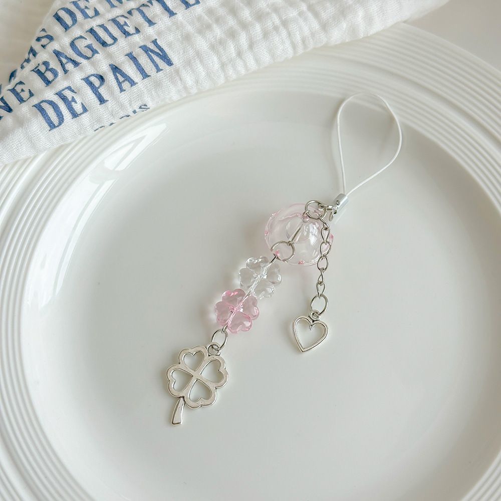 Pink Clover Luck Phone Hanging Charm
