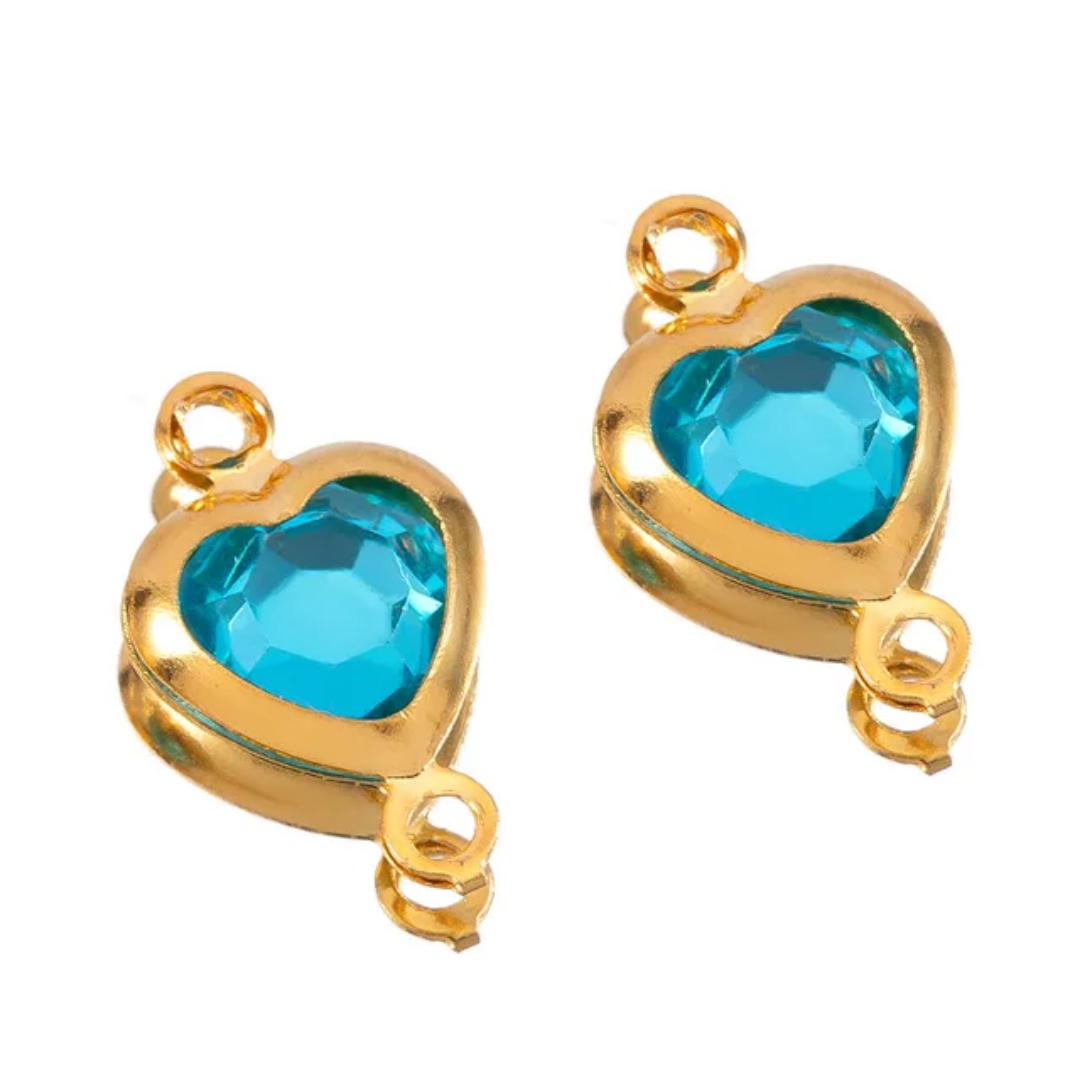 ZC Heart Connector Charm - 18k Gold PVD Plated Stainless Steel- Anti Tarnish  - 1 Piece