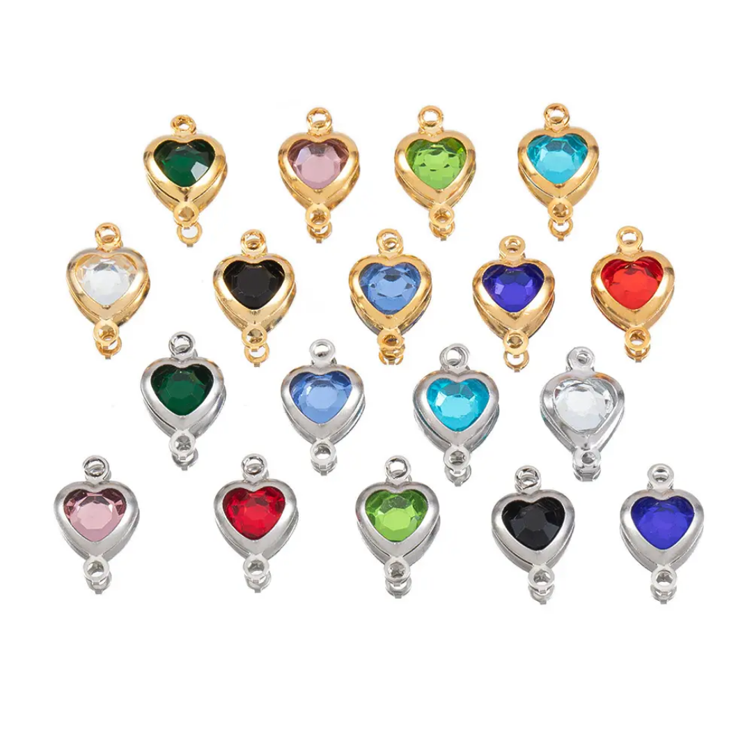 ZC Heart Connector Charm - 18k Gold PVD Plated Stainless Steel- Anti Tarnish  - 1 Piece