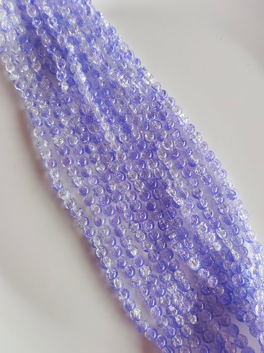 Dual Shade Crackle Beads 8mm Light Violet & White - approx. 100 beads