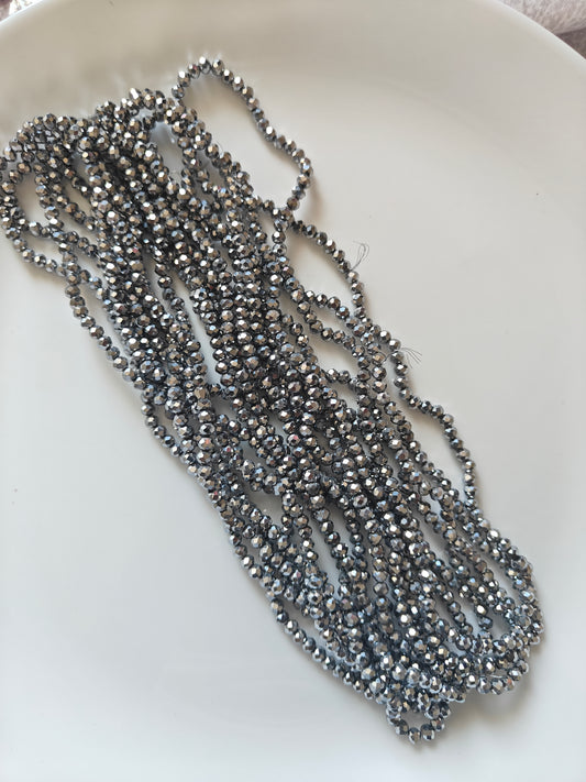 4mm Crystal Beads Silver