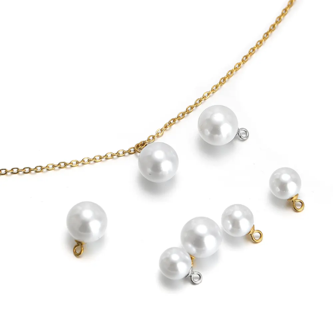 White Round Pearl Charm - 1 Piece